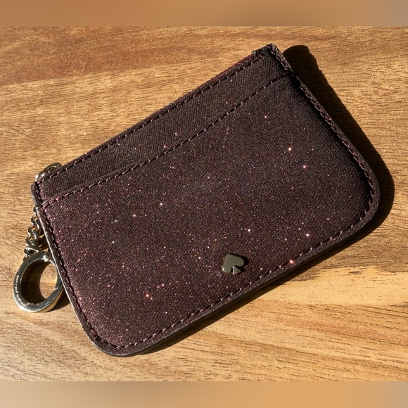 kate spade Handbags - Kate Spade Shimmy Glitter Card Case in Deep Nova Red